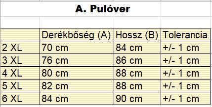 A.Barna Dimension nagyméretű férfi galléros pulóver mérettáblázata2