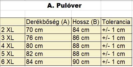 A.Barna Dimension nagyméretű férfi galléros pulóver mérettáblázata2