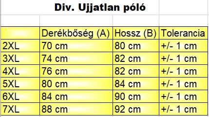 A.Urban sötétkék férfi nagyméretű ujjatlan póló mérettáblázata2