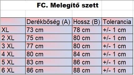 FC.Regatta fehér,sötétkék kapucnis nagyméretű férfi melegítő szett mérettáblázata2