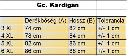 GC.Bordó férfi nagyméretű kardigán mérettáblázata