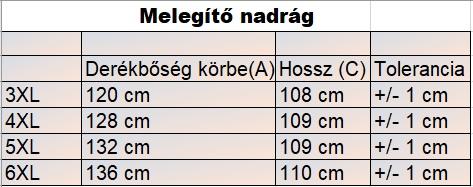 férfi nagyméretű melegítőnadrág mérettáblázat