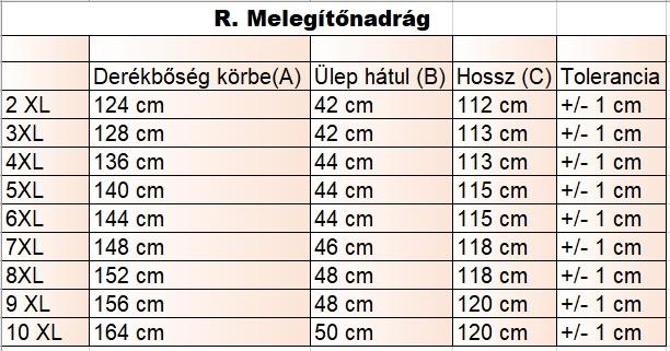 R.Grey Gym fekete férfi extra nagyméretű melegítőnadrág mérettáblázata2