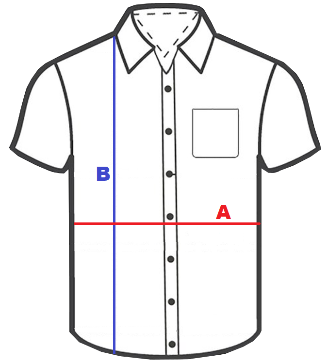 B.Kék mintás patentos férfi nagyméretű rövid ujjú ing mérettáblázata1