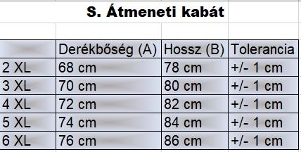 S.Barna férfi nagyméretű bélelt dzseki mérettáblázata2