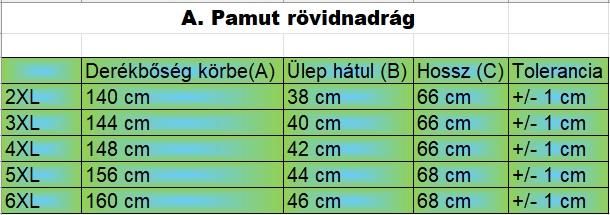 A.Sport sötétkék nagyméretű férfi pamut rövidnadrág mérettáblázata2