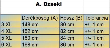 A.Sötétkék-fehér nagyméretű férfi vízlepergetős kapucnis széldzseki mérettáblázata2