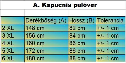 A.Sötétkék Freedom nagyméretű férfi kenguruzsebes pulóver mérettáblázata2