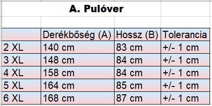 A.Rozsda Dimension nagyméretű férfi galléros pulóver mérettáblázata2