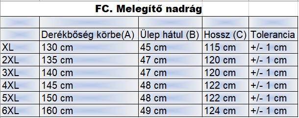 FC.Fekete férfi nagyméretű melegítőnadrág mérettáblázata1