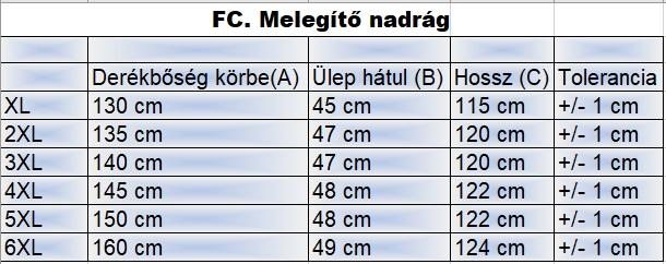 FC.Sport fekete nagyméretű férfi melegítőnadrág mérettáblázata1