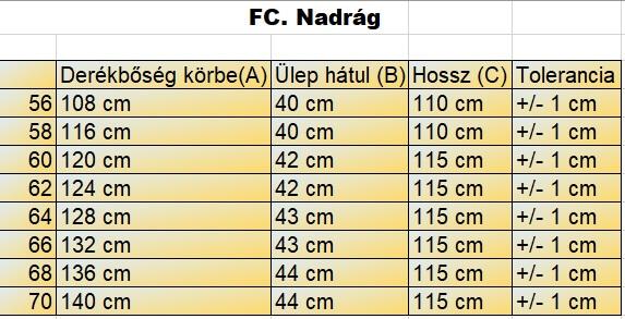 FC.Sötétkék nagyméretű férfi svédzsebes elegáns nadrág mérettáblázata1