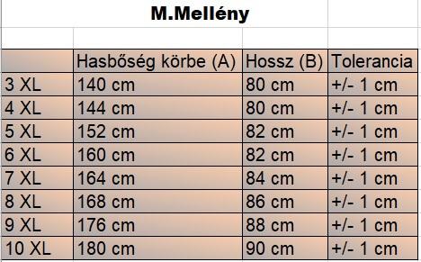 M.Graffiti nagyméretű férfi pufi mellény mérettáblázata2