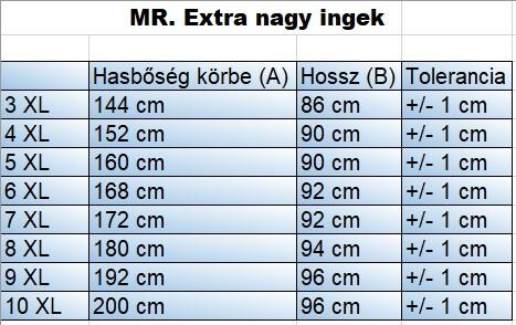 M.Royal fekete zsebes nagyméretű férfi ing mérettáblázata2