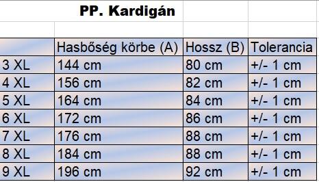 PP.Fekete-szürke férfi nagyméretű steppelt cipzáras pulóver mérettáblázata2