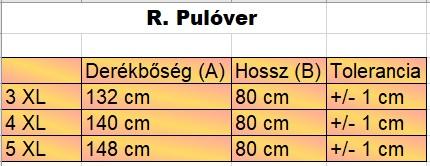 R.Mix Sötétkék nagyméretű férfi cipzáras kardigán mérettáblázata2