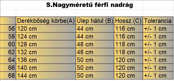 S.Valentin fekete, kék pöttyös férfi nagyméretű alkalmi nadrág mérettáblázata2